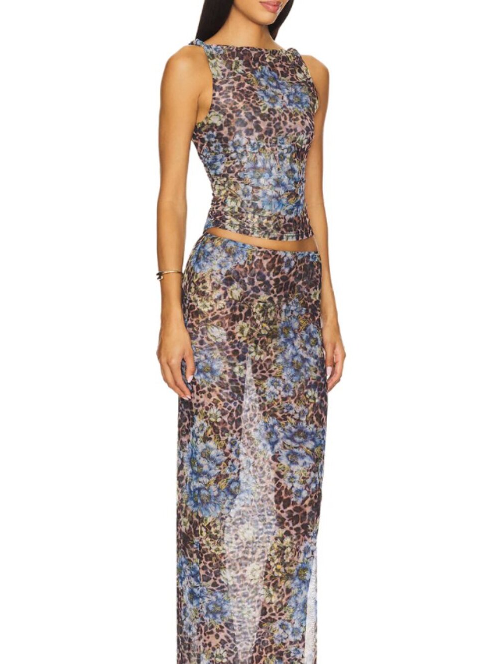 NWT REVOLVE Superdown Concha Maxi Skirt Set (Blue Multi) - Size S - Picture 2 of 7